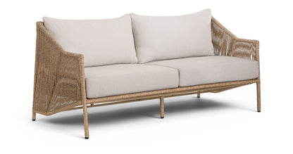Coastline - Olefin Water Resistant Fabric And Wicker Outdoor Patio Loveseat - Beige