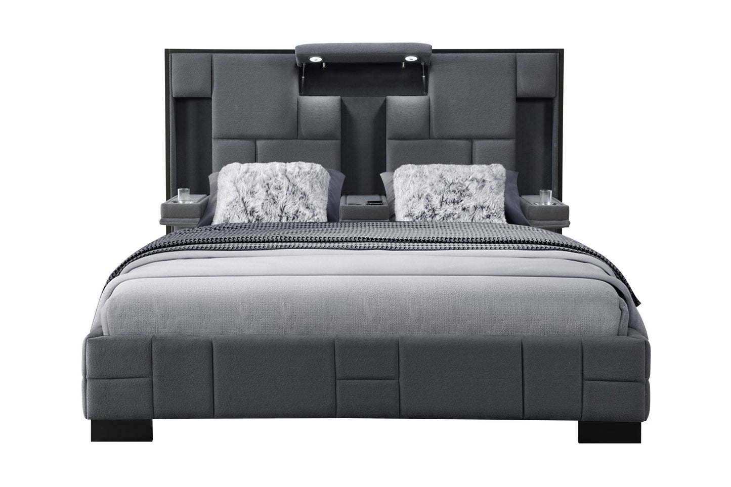 Oscar - King Bed Without Wood Trim - Dark Gray