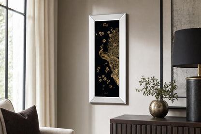 Gilded Peacock Triptych I By Jennifer Goldberger - Black
