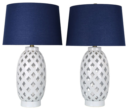 Harbor Trellis - 28 X 16 - Ceramic Table Lamp (Set of 2) - Matte White