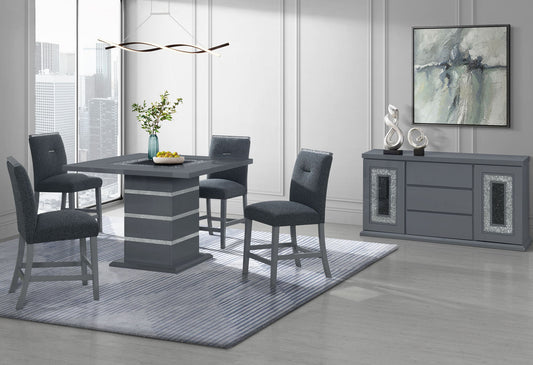 Monaco - 9 Piece Dining Room Set (Bar Table And 8 Bar Stools) - Dark Grey