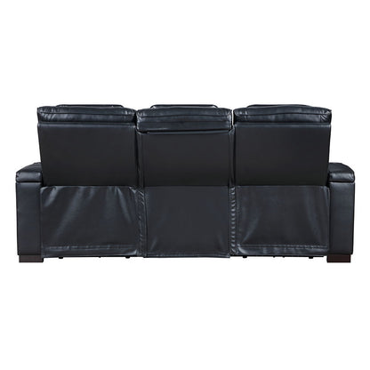 Ephron - Power Motion Sofa With Dropdown Table, Wireless Charging, Reading Light, Power Headrests & LED - Black