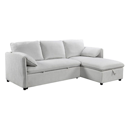 Yaroslav - Reversible Sectional Sofa With Sleeper & Storage - Cream Chenille
