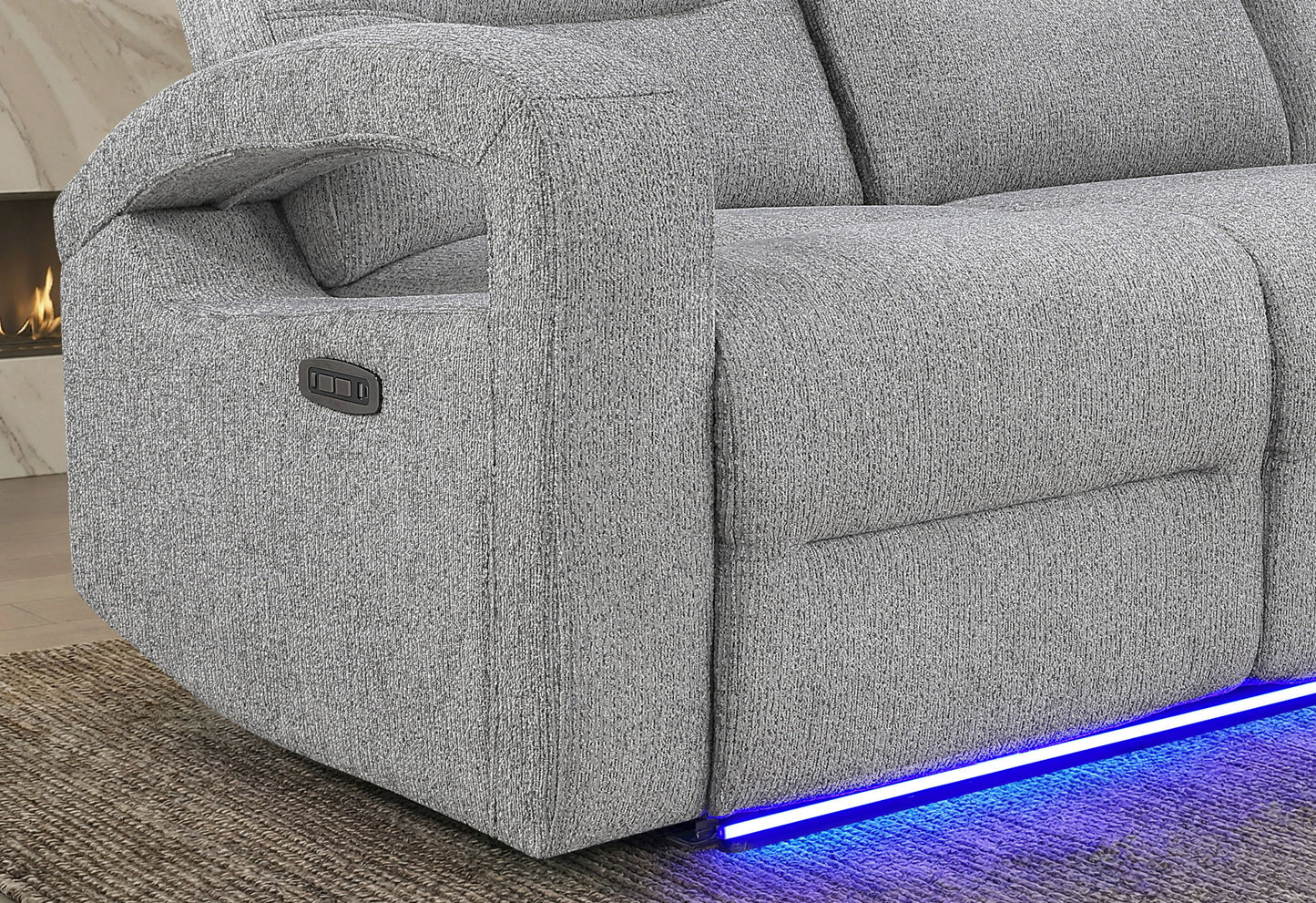 U6611 - Power Console Reclining Loveseat With LED - Dark Gray