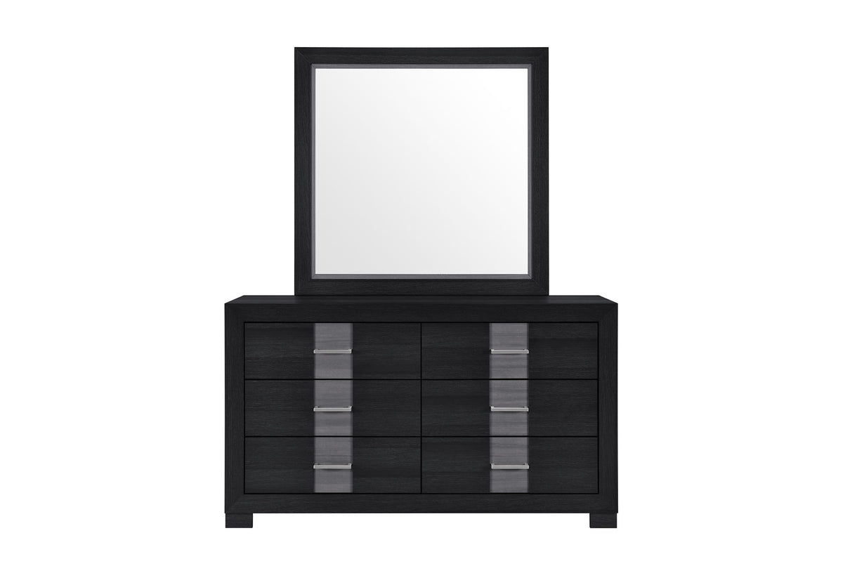 Optimus - 4 Piece Bedroom Set (King Bed, Dresser, Mirror, Nightstand) - Black