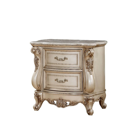 Gorsedd - Nightstand With Marble Top - Marble Top & Golden Ivory