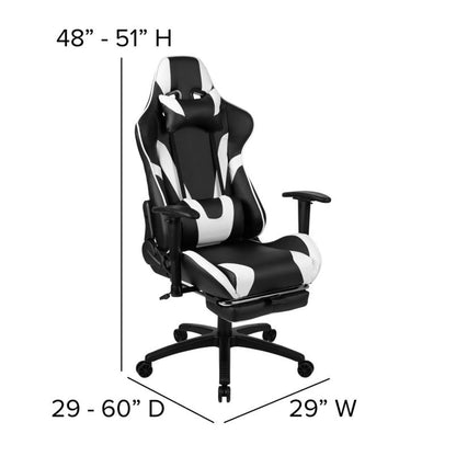 Flash Furniture - 2 Piece Ergonomic Racing Style Gaming - White