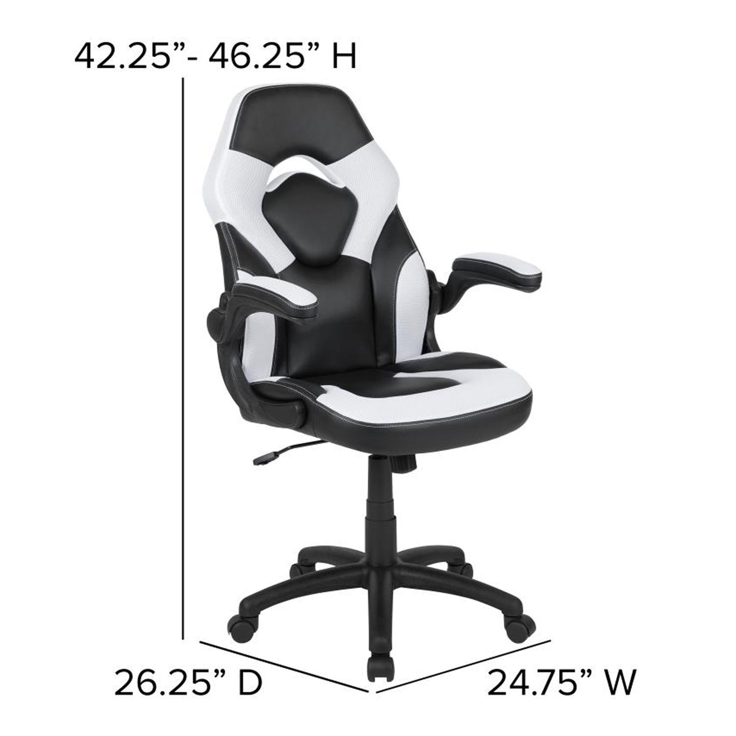 Flash Furniture - 2 Piece Ergonomic Racing Style Gaming - White / Black