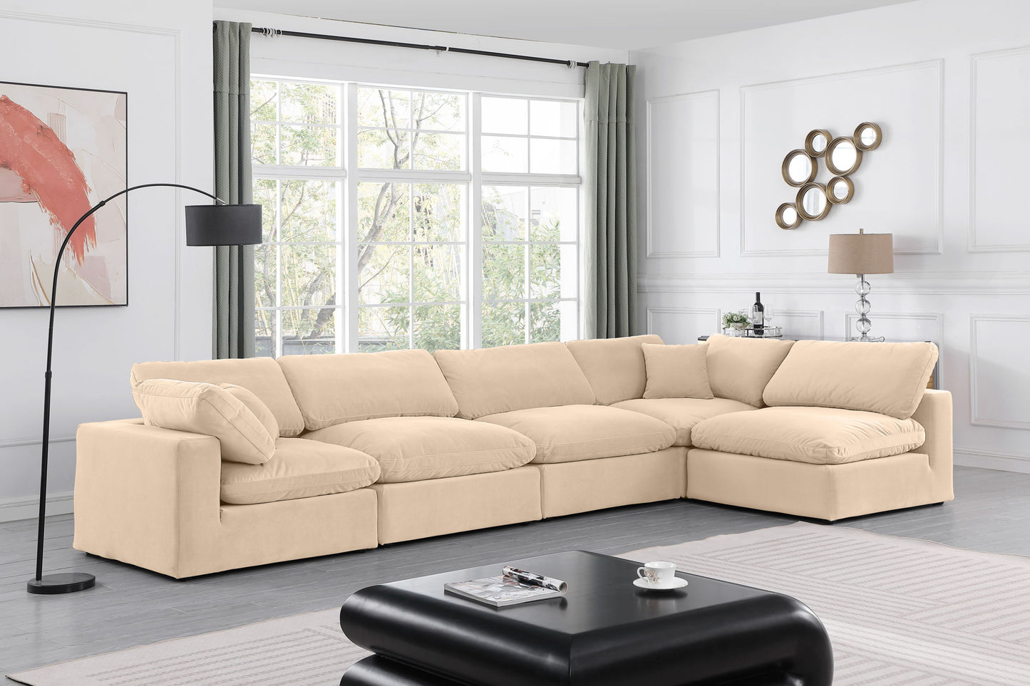 Comfy - 5 Piece Velvet Modular Sectional