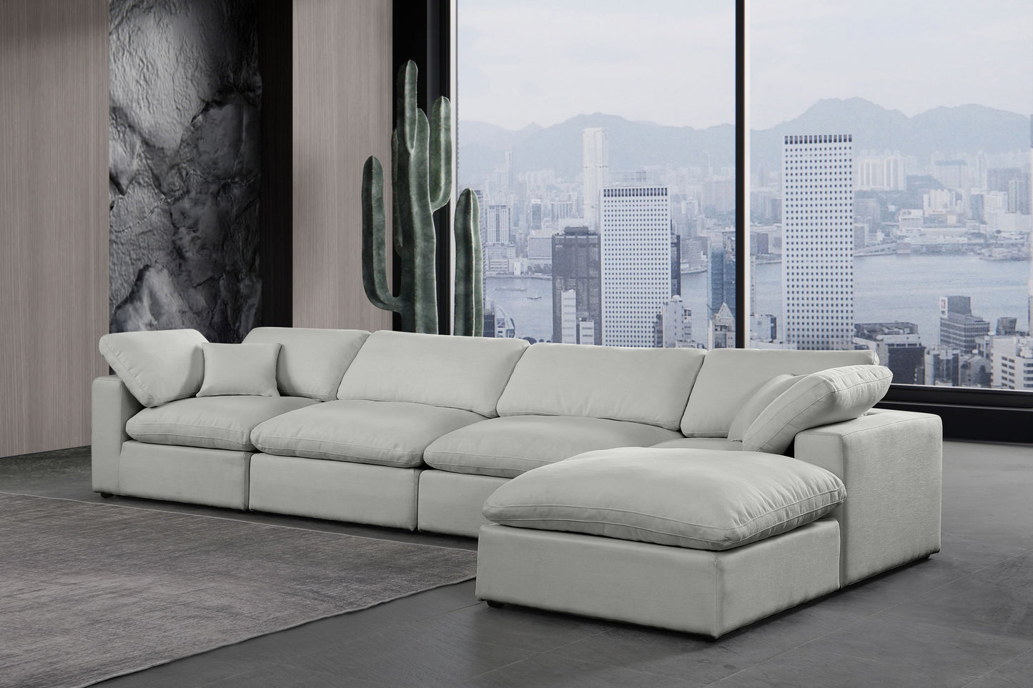 Comfy - 5 Piece Linen Modular Sectional With Chaise
