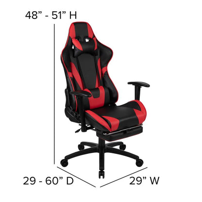 Flash Furniture - 2 Piece Ergonomic Racing Style Gaming - Red