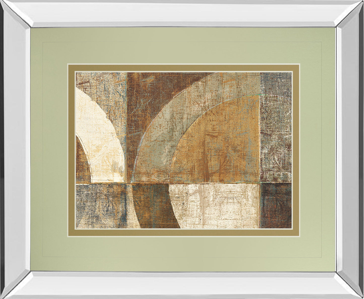 Circular Sculpture By Wild Apple Portfolio - Mirror Framed Print Wall Art - Light Brown