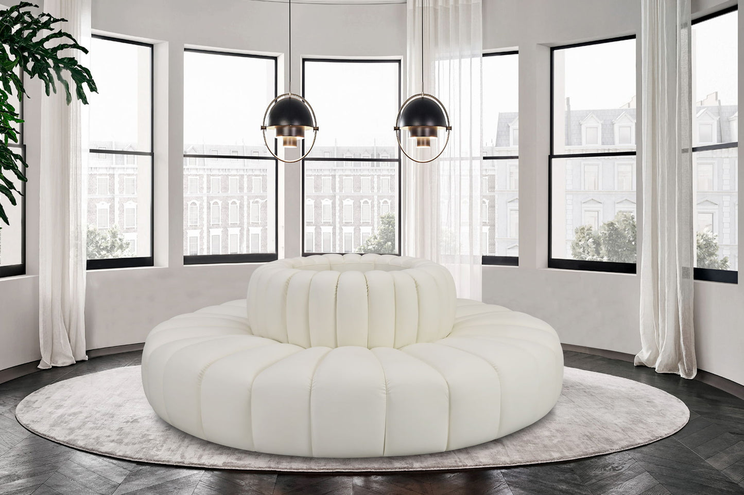 Arc - Faux Leather 8 Piece Round Modular Sofa