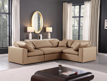 Comfy - 4 Piece Faux Leather Modular Sectional - Tan