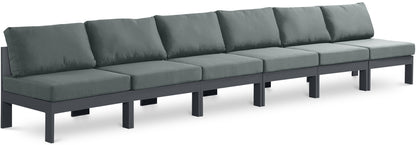 Nizuc - Outdoor Patio 6 Seat Armless Modular Sofa With Gray Frame