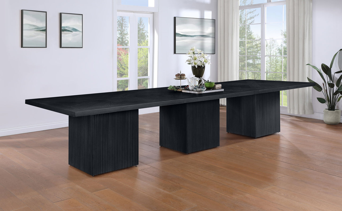 Belinda - Wood Mid-Century Modern Modular Dining Table - Black