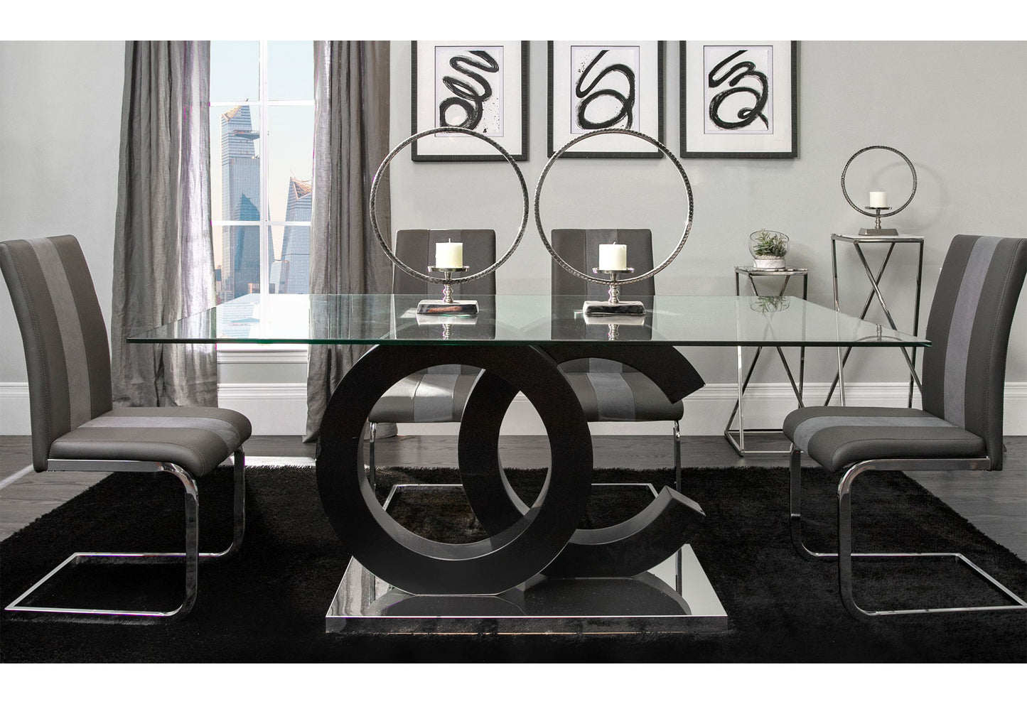 5 Piece Dining Room Set (D2207 Dining Table With 4 D915 Dining Chairs) - Gray