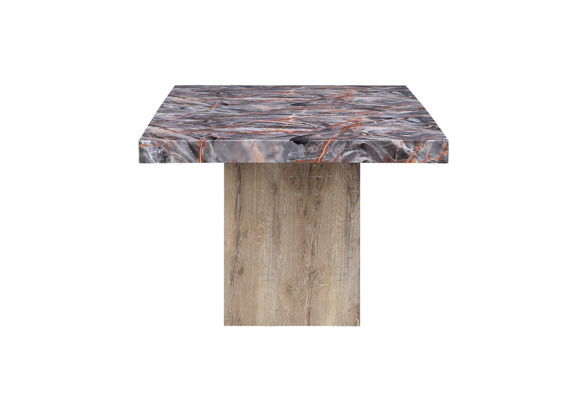 D02 - 5 Piece Dining Room Set (Dining Table, 4 Chairs) - Lava / Natural