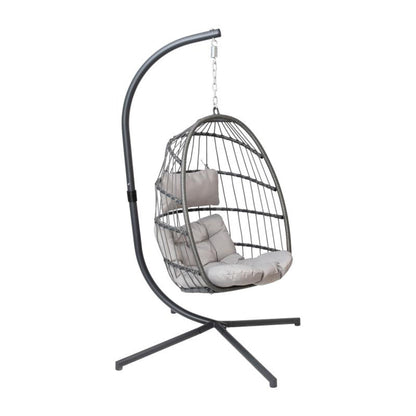 Flash Furniture - Hanging Patio Egg Chair - Gray