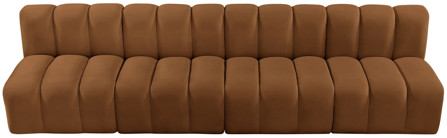 Arc - Velvet 4 Pieces Modular Sofa - Saddle