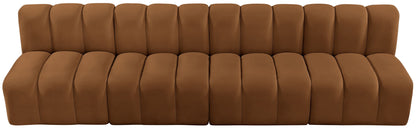 Arc - Velvet 4 Pieces Modular Sofa - Saddle