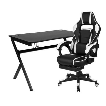 Flash Furniture - 2 Piece Gaming Desk & Chair Set - Black / White