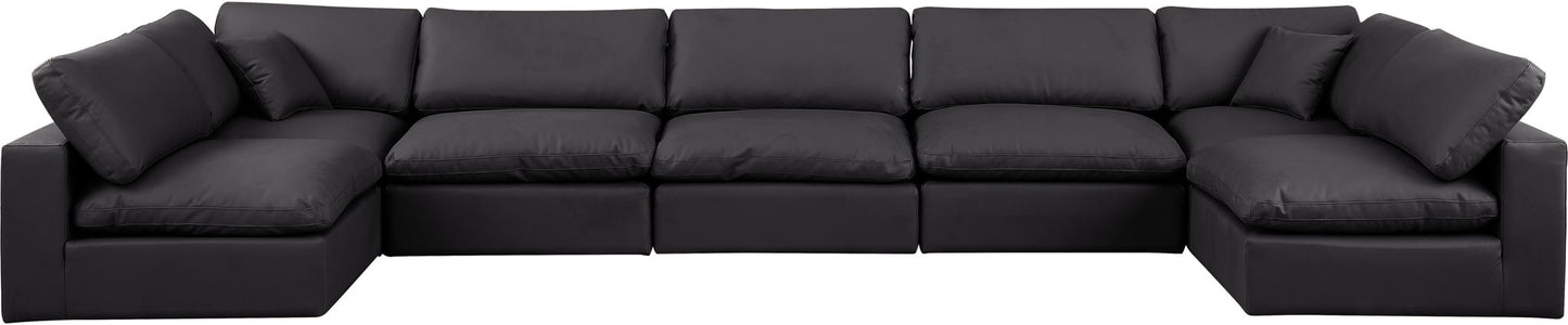 Comfy - 7 Piece Faux Leather Modular Armless Sectional