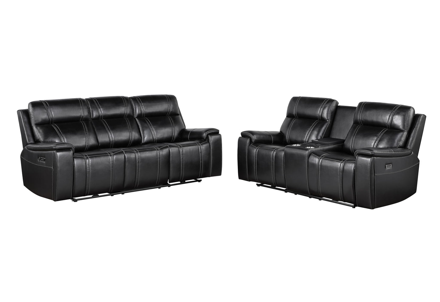 U8880 - Power Reclining Sofa / Power Console Reclining Loveseat - Black