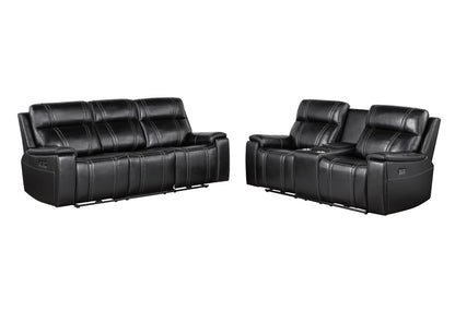 U8880 - Power Reclining Sofa / Power Console Reclining Loveseat - Black
