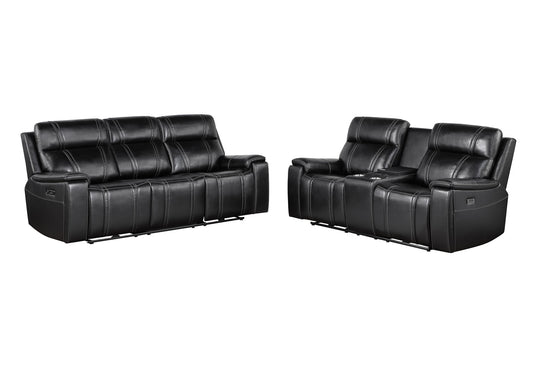 U8880 - Power Reclining Sofa / Power Console Reclining Loveseat - Black