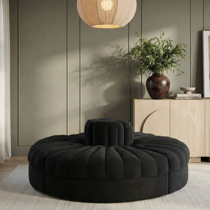 Rummi - Round Velvet Performance Fabric Upholstered 4 Piece Modular Sofa