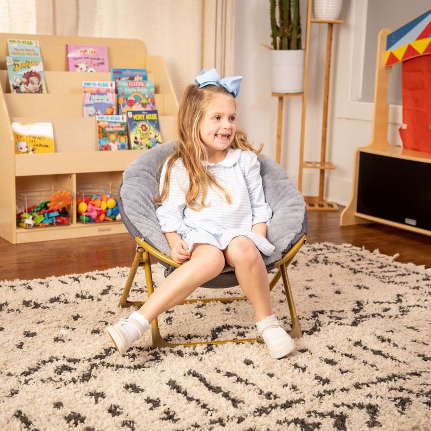 Flash Furniture - Kids Fur Moon Chair - Gray