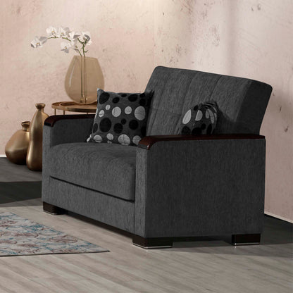 Ottomanson Armada X - Upholstered Convertible Wood Trimmed Loveseat With Storage