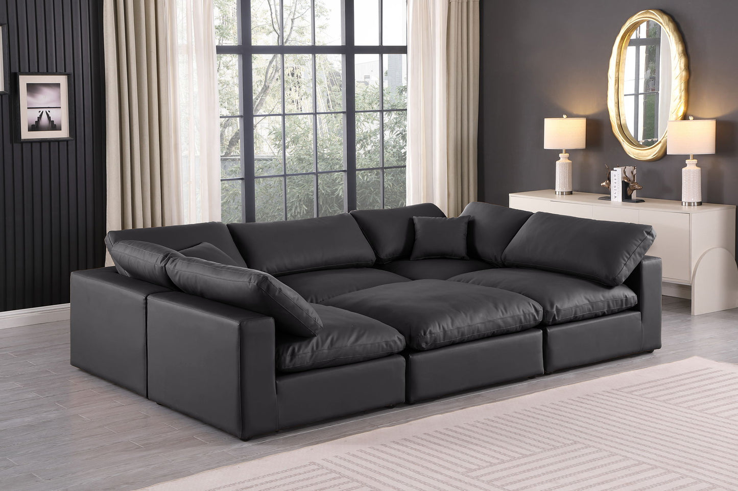 Comfy - 6 Piece Faux Leather Sectional