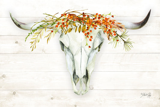 Small - Fall Steer Skull By Marla Rae - Beige