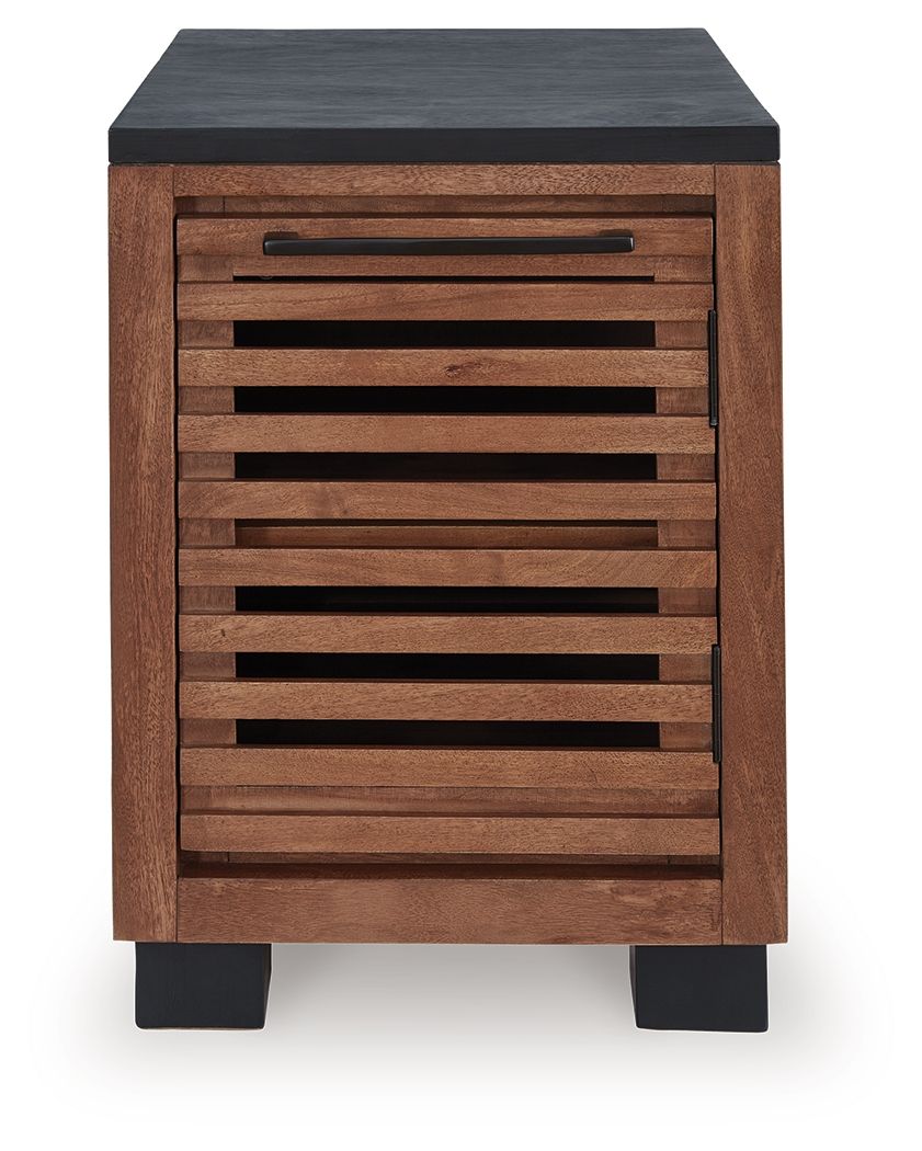 Kallari - Chair Side End Table - Warm Brown / Black