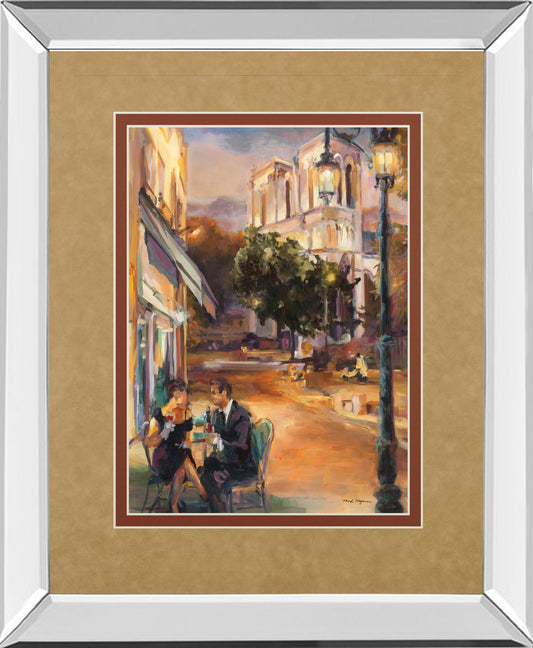 Twilight Time In Paris By Marilyn Hageman - Mirror Framed Print Wall Art - Light Brown