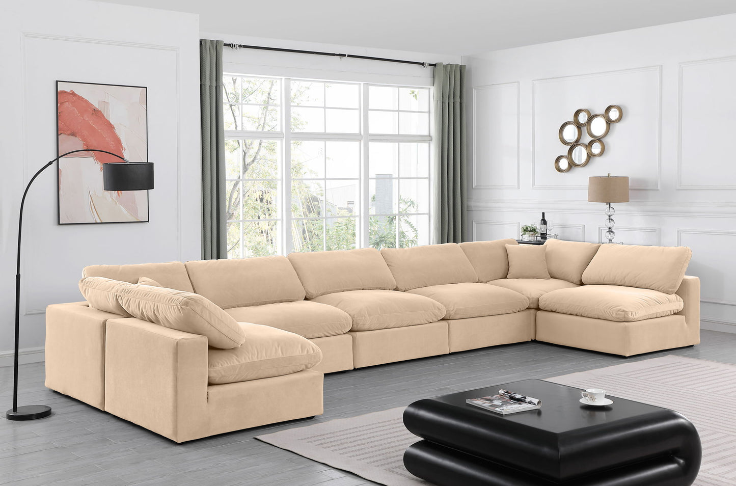 Comfy - 7 Piece Velvet Modular Armless Sectional