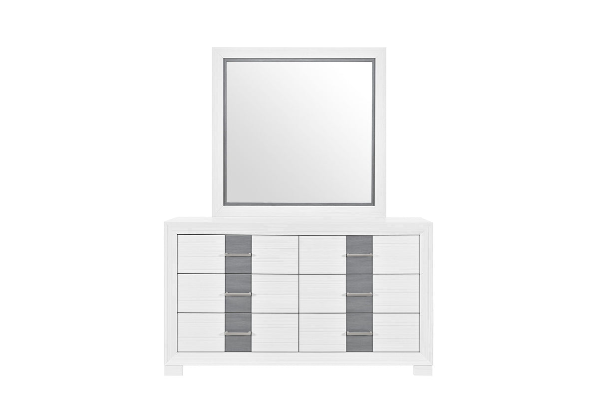 Optimus - 4 Piece Bedroom Set (Queen Bed, Dresser, Mirror, Nightstand) - White