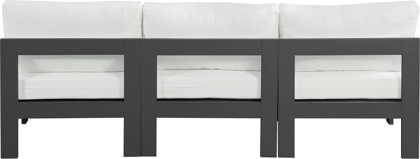 Nizuc - Outdoor Patio 3 Seat Armless Modular Sofa With Gray Frame