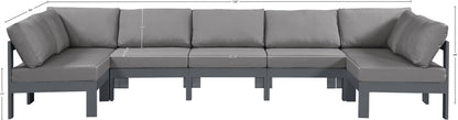 Nizuc - Outdoor Patio 7 Piece Modular Sectional With Gray Frame