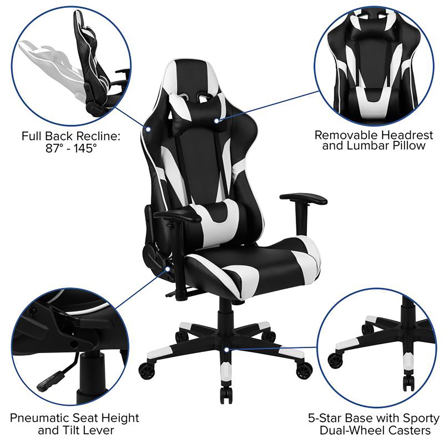 Flash Furniture - 2 Piece X20 Premium Gaming Chair With XL Gaming Desk Set - Black / White