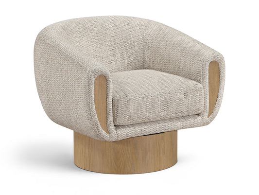 Avella - Interwoven Fabric Swivel Accent Chair - Light Brown Base