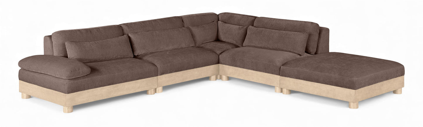 Turin - Chenille Fabric Upholstered Modular Sectional - Brown