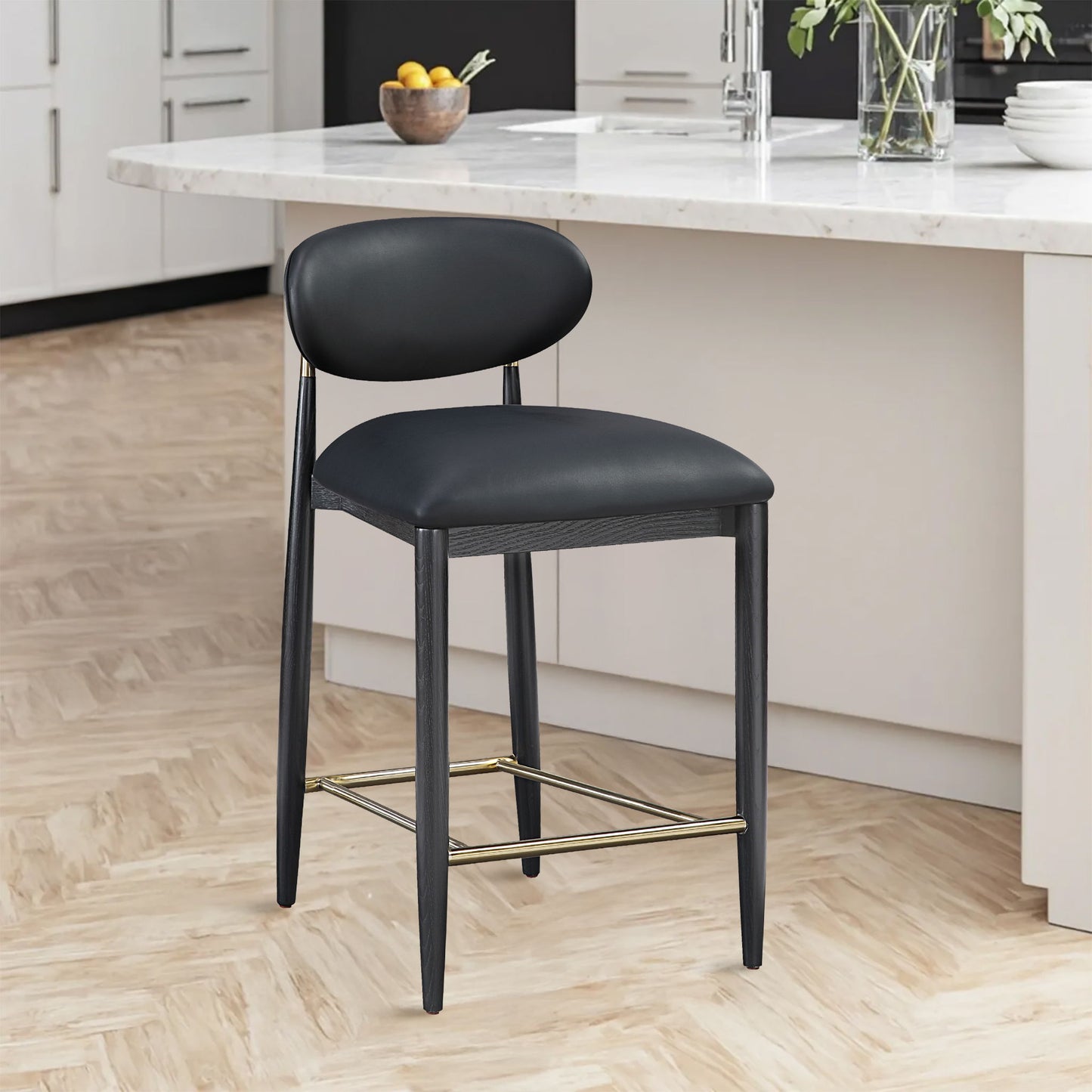 Riccio - Stool - Black And Gold Frame
