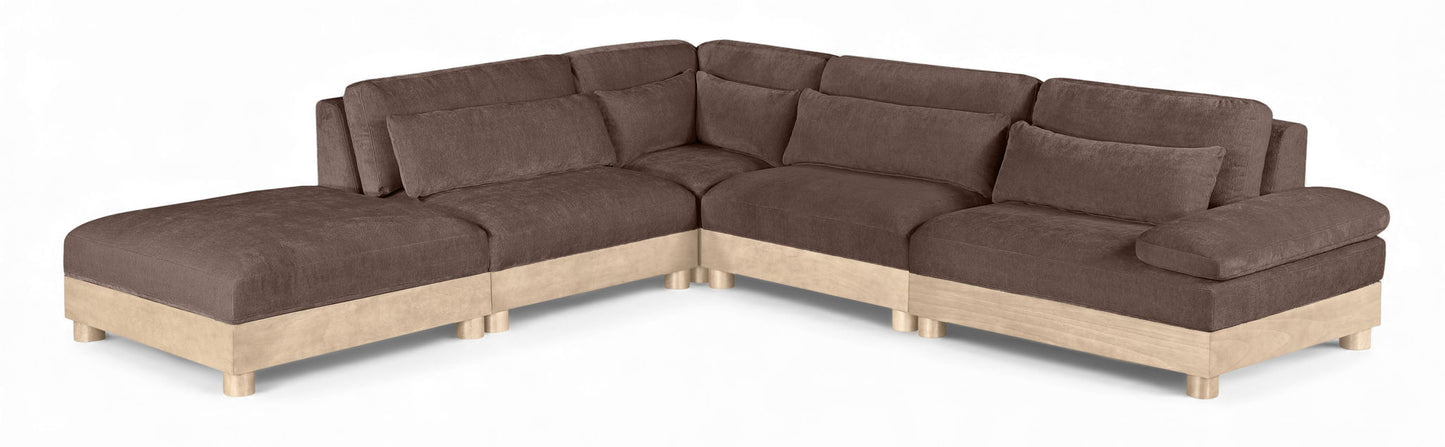 Turin - Chenille Fabric Upholstered Modular Sectional - Brown