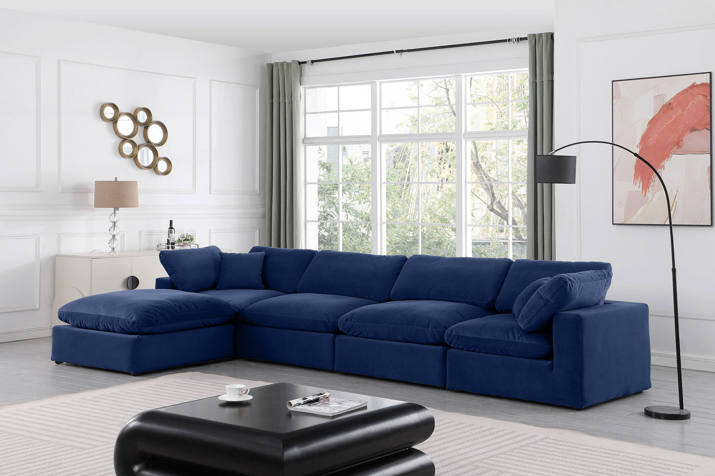 Comfy - 5 Piece Velvet Modular Sectional With Chaise