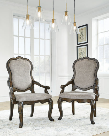 Maylee - Dining Upholstered Arm Chair (Set of 2) - Dark Brown