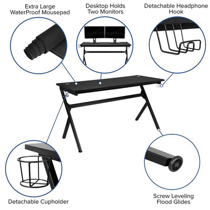 Flash Furniture - 2 Piece Racing Style Gaming Chair And Extra Large Desk Set - Black / Camo
