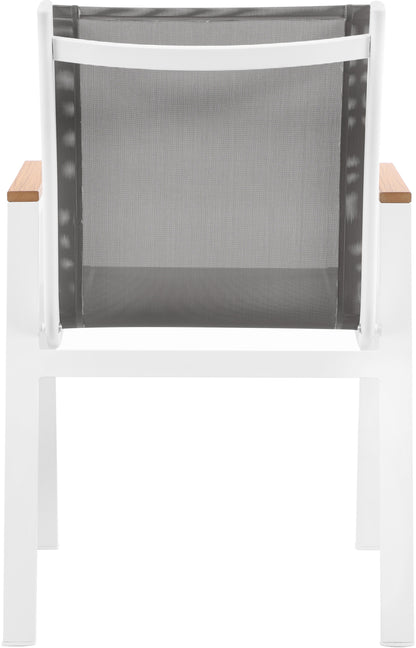 Nizuc - Outdoor Patio Dining Arm Chair With White Frame And Natural Arms (Set of 2)